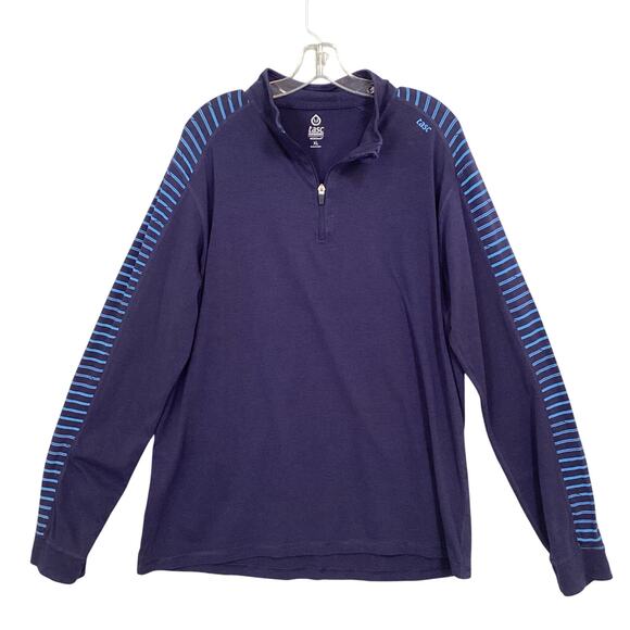Tasc Performance MOSO Tech Shirt Size XL 1/4 Zip LS Bamboo Stripe UPF 50+ - Picture 2 of 13